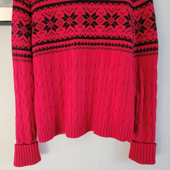 Lauren Ralph Lauren Bead Snowflake Cable Knit Full Zip Cardigan Sweater PM - Picture 8 of 11